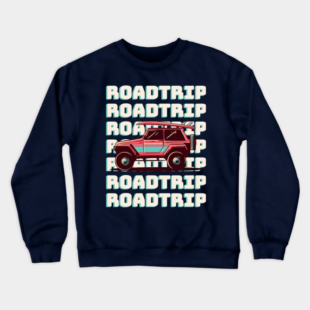 Roadtripping - Summer Beach Vacation Roadtrip Crewneck Sweatshirt by vystudio